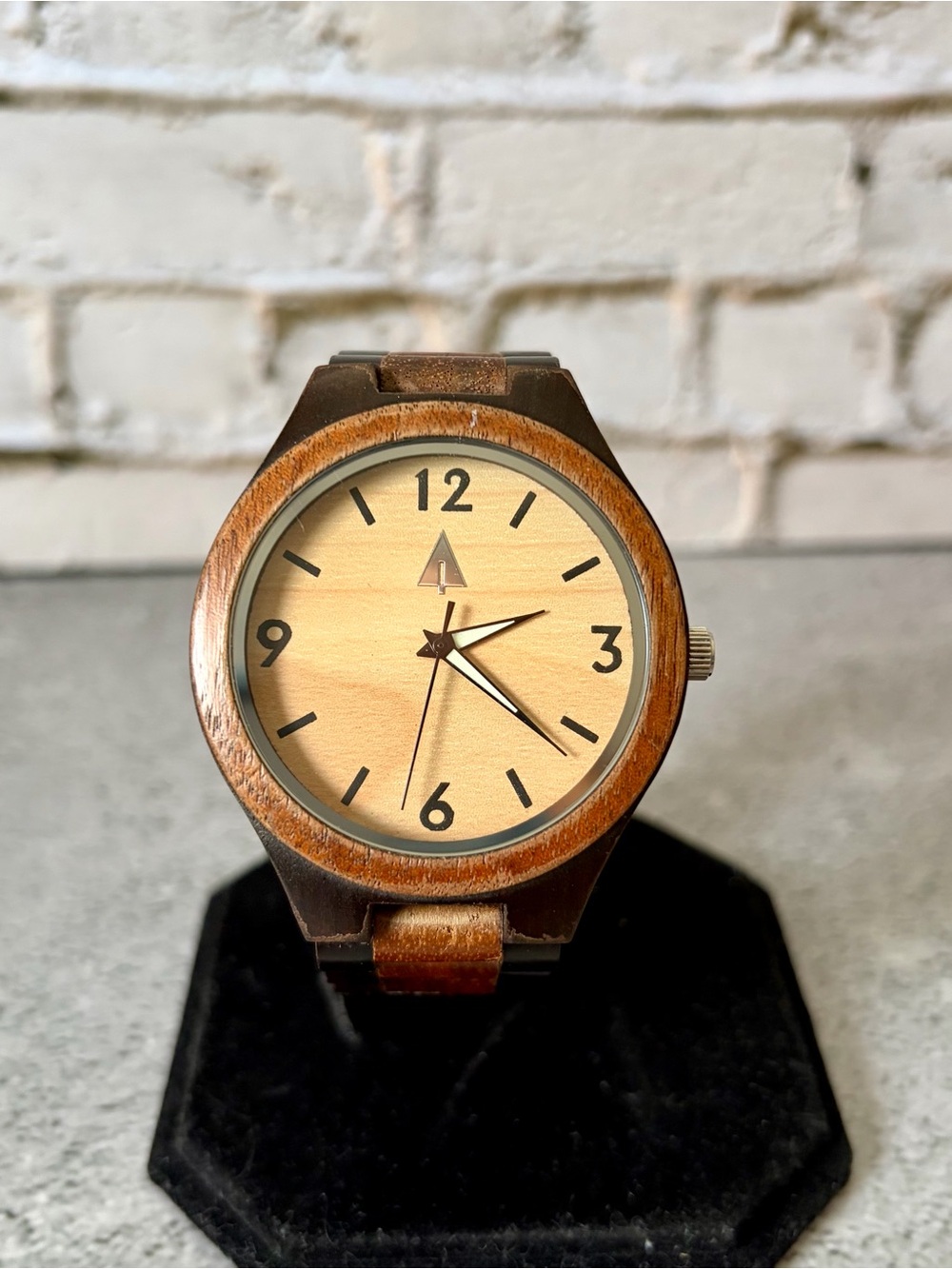 Treehut Men’s Wood Quartz Watch Two Tone Wooden Bracelet 44mm New Battery